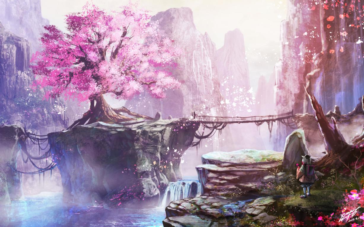Цветение вишни Пейзаж Цветение дерева и природа HD обои, 2880 на 1800 пикселей