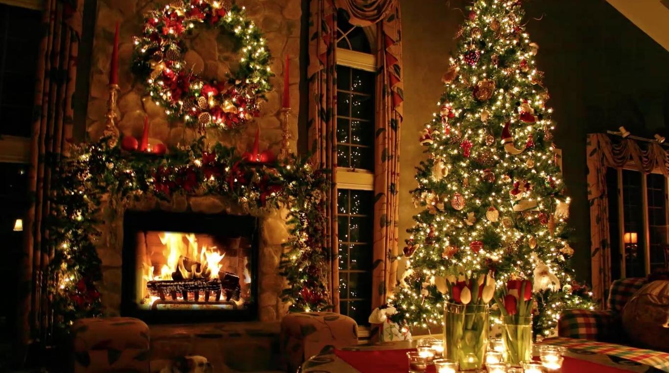 Christmas-Tree-and-Fireplace, 1877 на 1048 пикселей