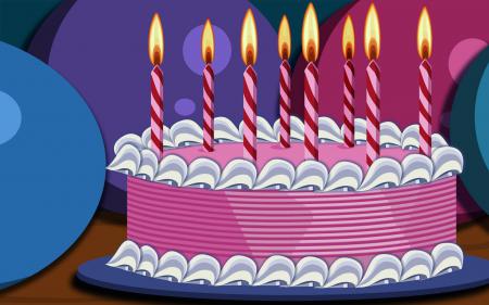 Нарисованный торт со свечами на День Рождения, birthday cake with candles