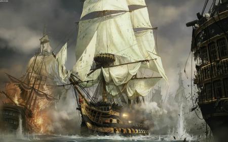 Морской бой кораблей, скачать обои пиратские корабли