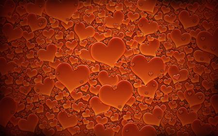 День святого Валентина картинка обои рабочего стола, оранжевые сердца, 14 февраля