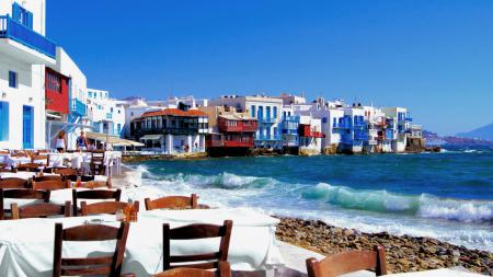 море обои для стола, кафешка, Греция, природа