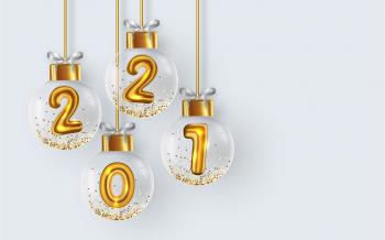 Новогодние шарики с цифрами 2021 внутри, Новый Год 2021